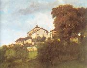 Courbet, Gustave The Houses of the Chateau D Ornans France oil painting artist